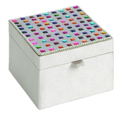 Cloth Jewelry on Sleek And Contemporary Cube Shaped Embroidered Fabric Jewelry Box