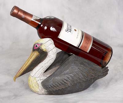 Polyresin Pelican and Bottle Holder