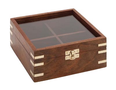 wooden box with glass lid