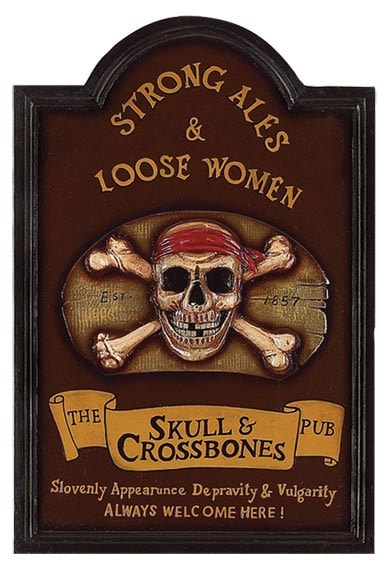Jolly Rocker Sign Jolly Roger Pub Sign - Globe Imports