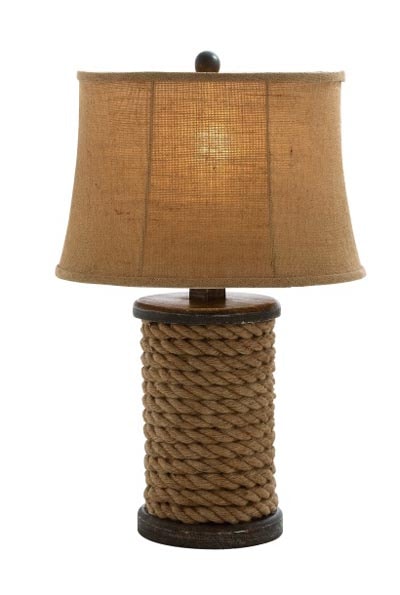 Wood and Rope Table Lamp - Globe Imports
