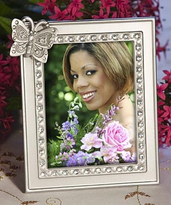 Silver Colored Butterfly Picture Frame