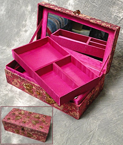 Decorated Fabric Jewelry Box