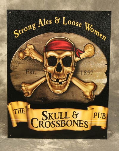 Metal Pirate Sign - Globe Imports