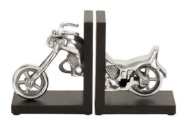 Metal and Wood Motorcycle Bookends