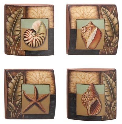 Set of 4 Shell Squares - Globe Imports