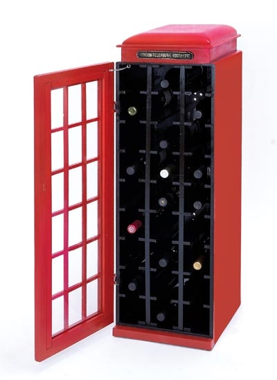 British Phone Booth Wine Cabinet Globe Imports
