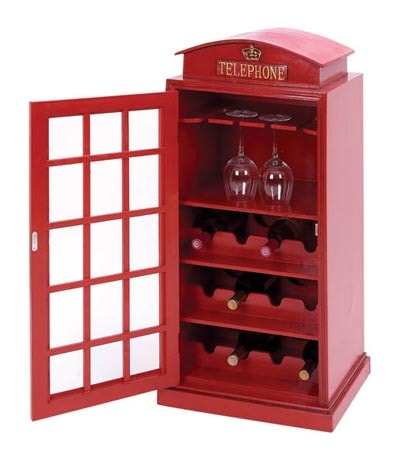 British Phone Booth Wine Cabinet, Telephone Booth Cabinet