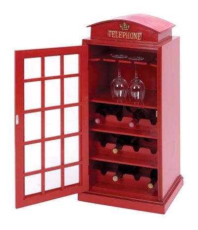 British Phone Booth Wine Cabinet Globe Imports