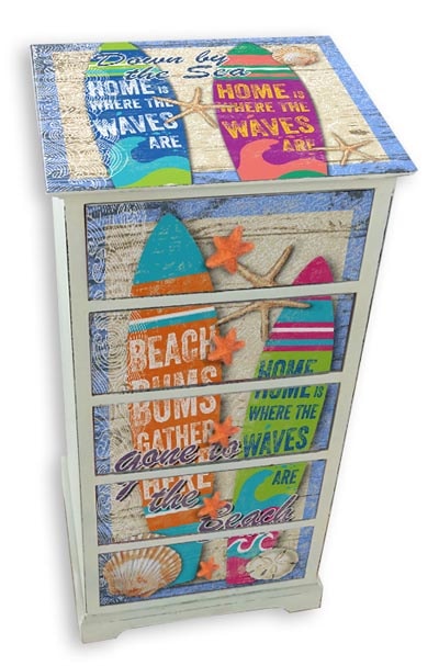 White Wash Surfboard Cabinet Globe Imports
