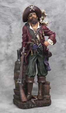 Polyresin Pirate with Keg & Gun
