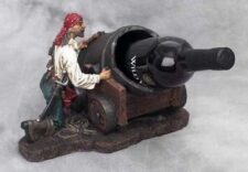 Polyresin Cannon Bottle Holder with Pirate