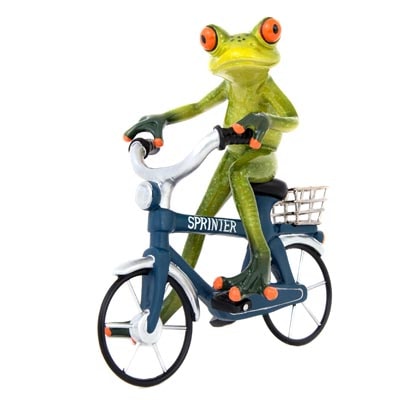 frog riding bicycle