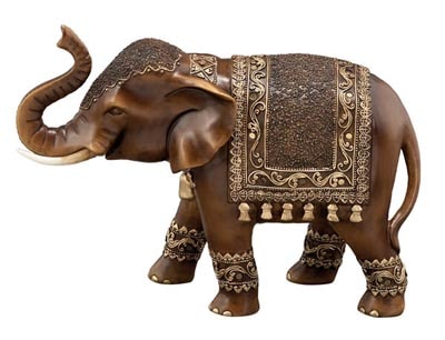 trunk up elephant elephant figure gift idea tribal home d\u00e9cor 9 x 6 Large ornate gold plastic elephant beaded textured elephant