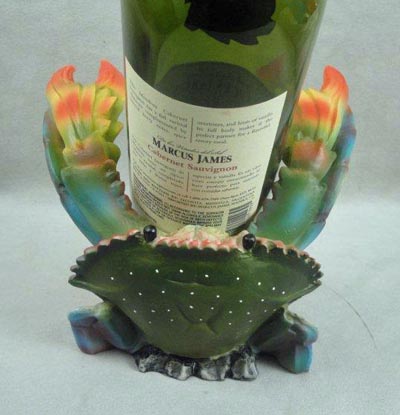 Beachcombers Blue Crab Wine Bottle Holder - 7.2x7.8x6.3 Inch Coastal Decor Crab Sculpture