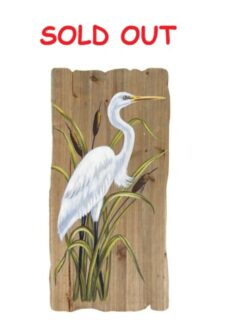 23 1/4 Inches High White Heron Wood Wall Art