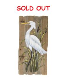 23 1/4 Inches High White Heron Wood Wall Art