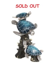 9 1/2 Inches High x 7 1/4 Inches Wide x 5 Inches Deep Triple Sea Turtles Figurine