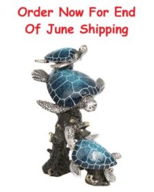 9 1/2 Inches High x 7 1/4 Inches Wide x 5 Inches Deep Triple Sea Turtles Figurine