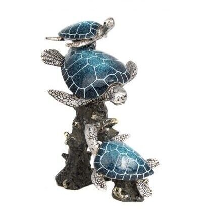 9 1/2 Inches High x 7 1/4 Inches Wide x 5 Inches Deep Triple Sea Turtles Figurine