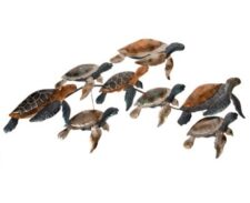 41 1/4 Inches Wide x 22 Inches High Metal Turtles Wall Sculpture
