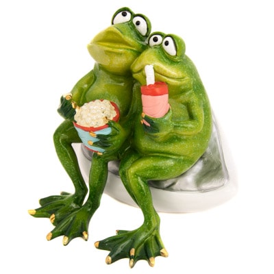 frog movies couple figurine watching frogs ww