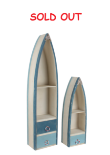 Big Boat 60" High x 14 1/4" Wide x 9 1/2" Deep Small Boat 38" High x 11 1/2" Wide x 8 1/2" Deep Set of 2 Tall Wooden Boat Cabinets