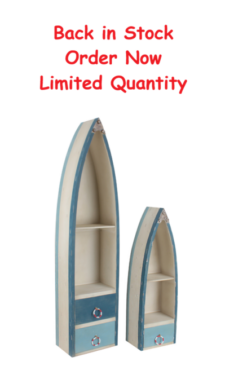 Big Boat 60" High x 14 1/4" Wide x 9 1/2" Deep Small Boat 38" High x 11 1/2" Wide x 8 1/2" Deep Set of 2 Tall Wooden Boat Cabinets