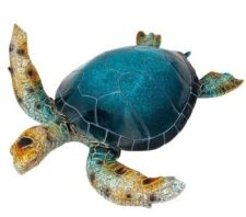 22 1/2 Inches Long x 20 1/2 Inches Wide Blue Polystone Turtle Figurine