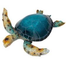 22 1/2 Inches Long x 20 1/2 Inches Wide Blue Polystone Turtle Figurine