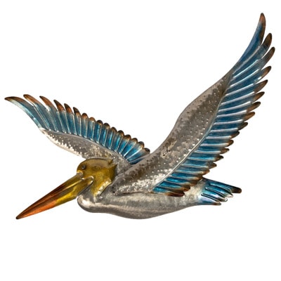 20 3/4 Inches High x 12 Inches Wide Flying Metal Pelican Wall Decor ...