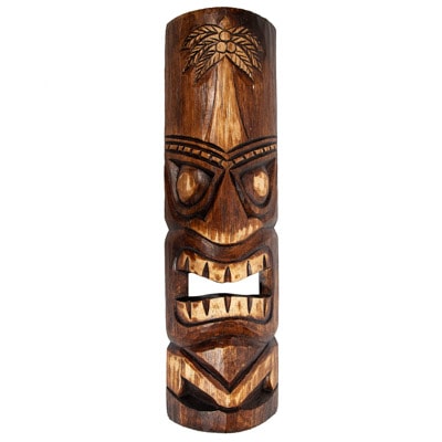 Carved Tiki Mask with Palm Design - Globe Imports