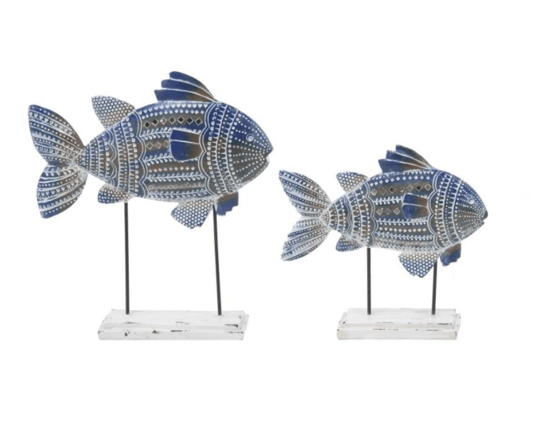 Set of 2 Decorative Fish on Stand Globe Imports