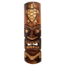 19 1/2 Inches High Carved Tiki Mask with Turtle Design