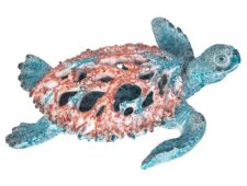 9 Inches Long Coral Look Colored Sea Turtle