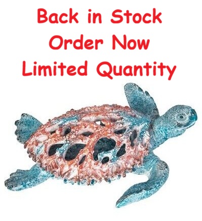 13 Inch Long Coral Look Colored Sea Turtle