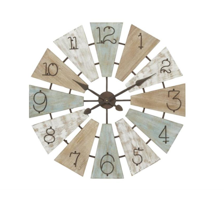 Windmill Style Wall Clock - Globe Imports