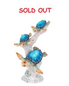 9 1/2 Inches High Triple Sea Turtles on Coral