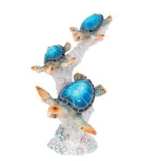 9 1/2 Inches High Triple Sea Turtles on Coral