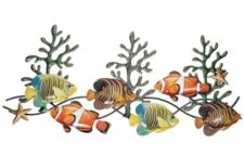 47 Inches Wide x 21 1/2 Inches High Colorful Fish Wall Decor