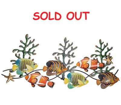 47 Inches Wide x 21 1/2 Inches High Colorful Fish Wall Decor