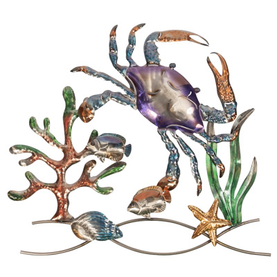 24 1/4 Inches Wide X 22 Inches High Undersea Crab Metal Wall Decor - Globe  Imports