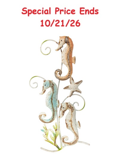 24 3/4 Inches High x 12 Inches Wide Seahorses Wall Decoration