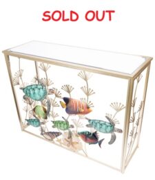 42 1/2" W x 31 1/4" H x 14" D Metal Turtles Console Table