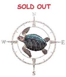 42 1/2 inches Diameter Metal Wall Turtle Compass Rose