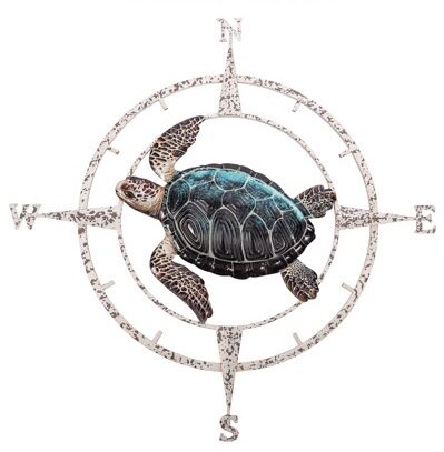 42 1/2 inches Diameter Metal Wall Turtle Compass Rose