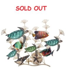 41 Inches Wide x 31 3/4 Inches High Turtles and Fish Metal Wall Decor