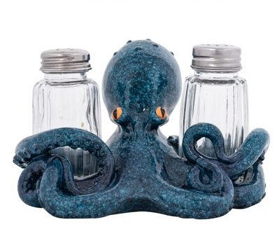 6 Inches Wide Blue Octopus Salt & Pepper Set