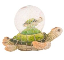 3 1/2 Inches Long Green Turtle With Snow Globe