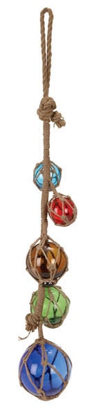 Five Glass Floats on Rope